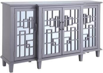 Coaster Modern Taupe Console Cabinet with Mirrored Accents