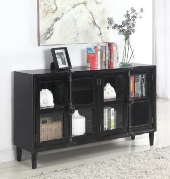 Coaster Mapleton Black Console Cabinet with Glass Doors