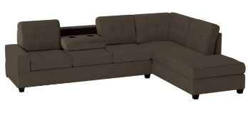 Homelegance Maston Chocolate 2-Piece Fabric Sectional with Drop-Down Console