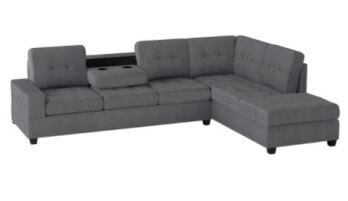 Homelegance Maston Silver 2-Piece Fabric Sectional with Drop-Down Console