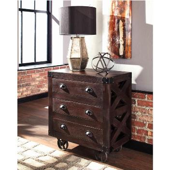 Coaster Rustic Hardwood 3-Drawer Console Chest on Wheels
