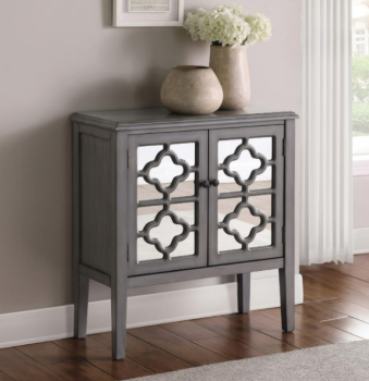 Coaster Distressed Grey Accent Cabinet with Mirrored Accents