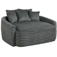Homelegance Lux Charcoal Oversized Chaise with 5 Pillows & USB Ports
