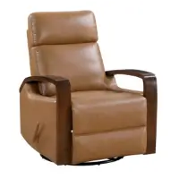 Homelegance Margerie Camel Swivel Glider Recliner with Hardwood Arms