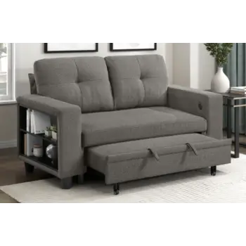 Homelegance Robinson Dark Brown Loveseat with Arm Storage & Pop-Up Sleeper