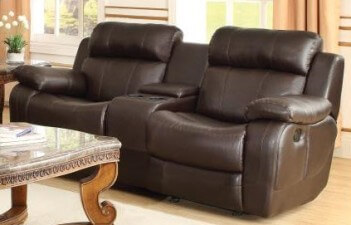 Homelegance Marille Dark Brown Faux Leather Gliding/Reclining Loveseat