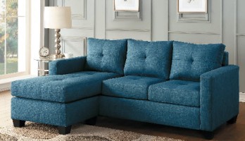 Homelegance Phelps Blue Sofa with Reversible Chaise