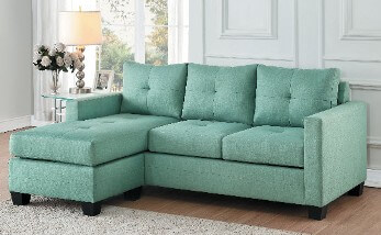 Homelegance Phelps Teal Sofa with Reversible Chaise