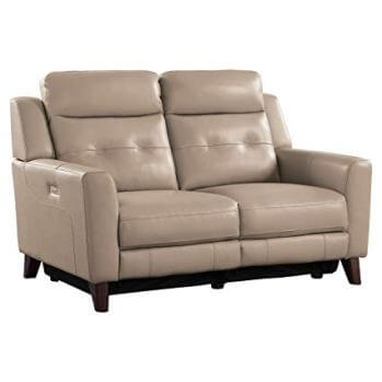 Homelegance Wystan Beige Top Grain Leather Power Reclining Loveseat with USB