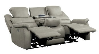 Homelegance Shola Grey Microsuede Reclining Sofa with Drop-Down