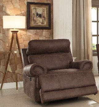 Homelegance Aggiano Dark Brown Power Recliner with Power Adjustable Headrest