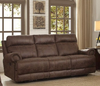 Homelegance Aggiano Dark Brown Power Reclining Sofa with Power Adjustable Headrests