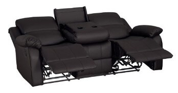 Homelegance Clarkdale Dark Brown Faux Leather Reclining Sofa with Drop-Down Console