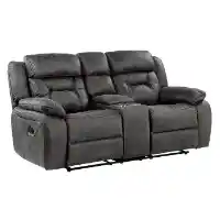 Homelegance Amite Grey Polished Microsuede Reclining Console Loveseat