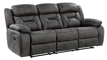 Homelegance Amite Grey Polished Microsuede Reclining Sofa 