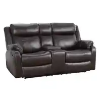 Homelegance Yerba Dark Brown Microsuede Reclining Lay-Flat Console Loveseat