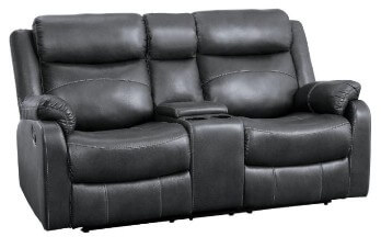 Homelegance Yerba Charcoal Microsuede Reclining Lay-Flat Console Loveseat