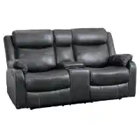 Homelegance Yerba Charcoal Microsuede Reclining Lay-Flat Console Loveseat