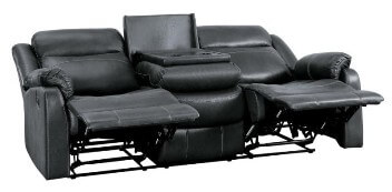 Homelegance Yerba Charcoal Microsuede Reclining Sofa with Drop-Down