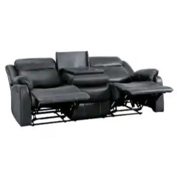 Homelegance Yerba Charcoal Microsuede Reclining Lay-Flat Sofa with Drop-Down