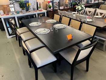 Whalen Harrison Dining Set with 9 Tan Back Chairs