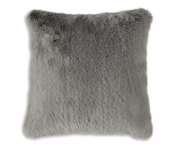 Charcoal Faux Fur Throw Pillow