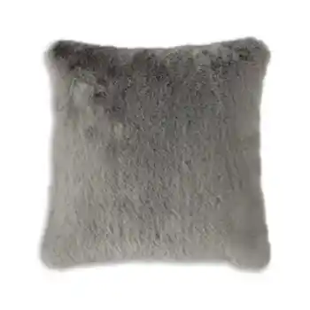 Charcoal Faux Fur Throw Pillow