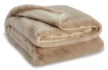 Taupe Faux Fur Throw Blanket