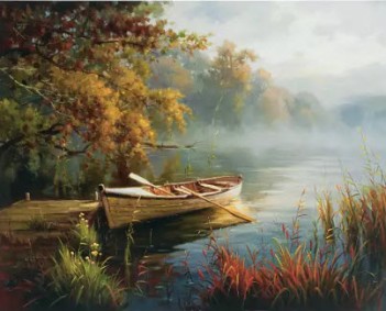 Ashley Boat By A Lake Wall Art Panel