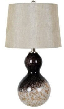 Crestview Abstract Black & Beige Sculpted Glass Table Lamp with Beige Shade