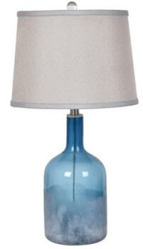 Crestview Blue & Silver Glass Table Lamp with Silver Shade