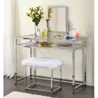 Acme Chrome Vanity with Mirror & Stool