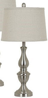Crestview Sculpted Brushed Nickel Metal Table Lamp