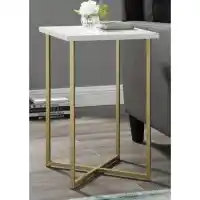 Stanley Ranger Luxe Gold & Faux White Marble Square End Table