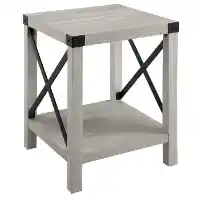 Stanley Ranger Stone Grey X-Sides End Table with Black Metal Accents