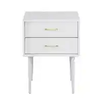 Stanley Ranger White Nightstand with 2 Drawers & Slender Legs