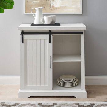 Stanley Ranger 32-Inch Brushed White Accent Console with Grooved Door Accents