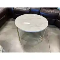 Stanley Ranger White Faux Marble Coffee Table with Gold Base