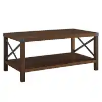 Stanley Ranger Dark Walnut Coffee Table with Rustic Metal X Rustic Accents