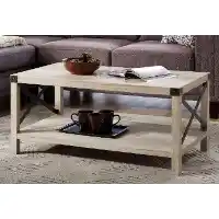 Stanley Ranger White Oak Coffee Table with Rustic Metal X Rustic Accents