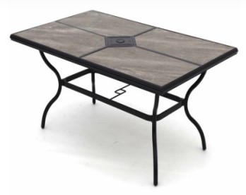 Black Steel Rectangular Outdoor Table with Slate Top