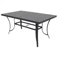 Dark Grey Aluminum Slat-Top Rectangular Outdoor Dining Table