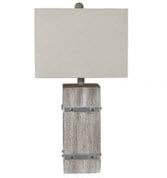 Crestview Rustic Hardwood & Metal Table Lamp with White Shade