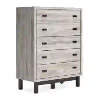 Ashley Vargas Grey Wood-Look Wide 5-Drawer Chest