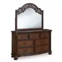 Ashley Lexington Cherry Finish 7-Drawer Dresser with Mirror