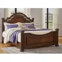 Ashley Lexington Cherry Finish King Poster Bed