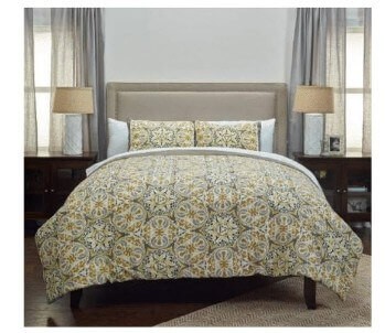 Rizzy Gold & Charcoal Medallions King Size 3-Piece Comforter Set