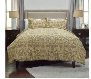 Rizzy Taupe & Golden Beige Neutral King Size 3-Piece Comforter Set