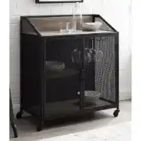Stanley Ranger Grey Wash Finish Industrial Bar Cabinet