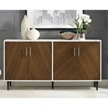 Stanley Ranger Mid-Century White & Rich Maple Finish Console Cabinet